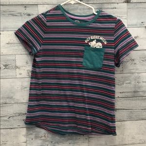 Striped Tee Shirt With Front Pocket